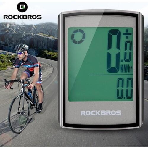 ROCKBROS Waterproof Bicycle Computer Wireless MTB Bike Cycling Odometer Stopwatch Speedometer LCD Backlight Digital Rate