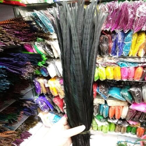 Beautiful 22-24inches/55-60cm 100 Pcs Black Pheasants Feathers Stage Performances Wedding Decoration Accessories