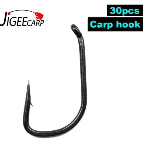 JIGEECARP 30pcs High Carbon Steel Carp Fishing Hooks Coating Carp Hooks BNR Matt Black Hook for Carp Coarse Fishing