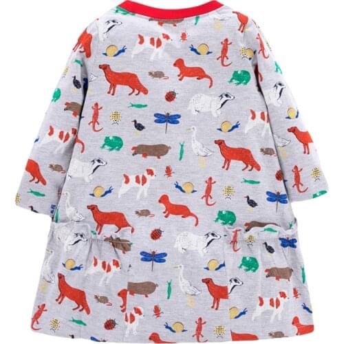 Little maven kids girls brand autumn childrens dress baby girls clothes Cotton animal print toddler girl dresses QW034