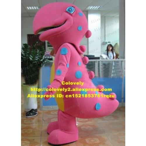 Lofty Pink Dinosaur Dino Tyrannosaurus Mascot Costume Cartoon Character Mascotte Adult Huge Open Mouth Orange Belly No.zz2575
