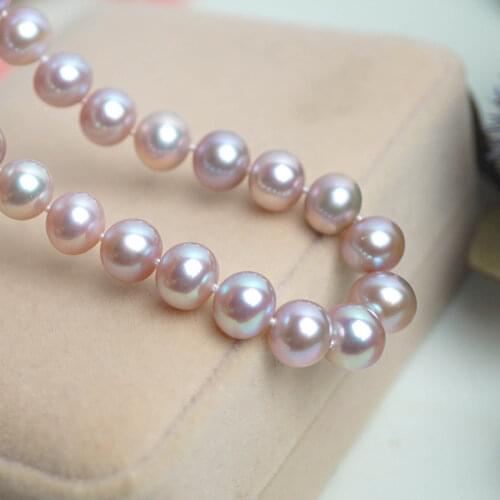 MADALENA SARARA AAA High Quality Natural Purple Pearl Necklace Strand 11mm Fine Luster Brightness Perfect Round 18"