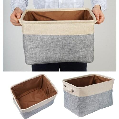 Washable Dog Toy Storage Basket Organizer Canvas Foldable Linen Home Storage Box Clothes Shoes Case Bins with Handle Accessories