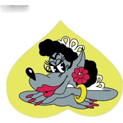 Cartoon Funny Wolf Well Wait Colorful Car Stickers Vinyl Material Paint Occlusion Sunscreen Waterproof Bumper Stickers Kk12*10cm