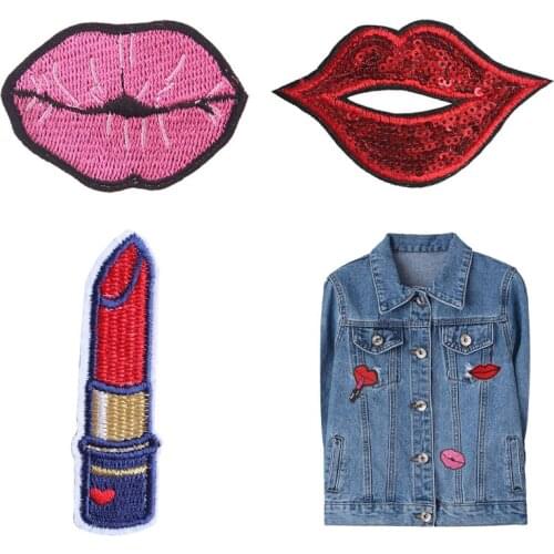 Love Heart Iron On Embroidery Patches Cute DIY Creative Badges Hot Transfer Stickers Sew On Clothes Denim Sequin Appliques