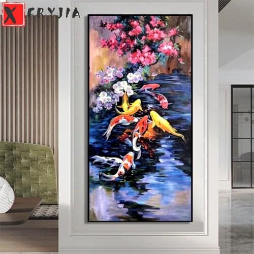 New 5D Round Diamond Painting Abstract riches koi flower Sticker Diamond diy Embroidery Home Decoration Mosaic