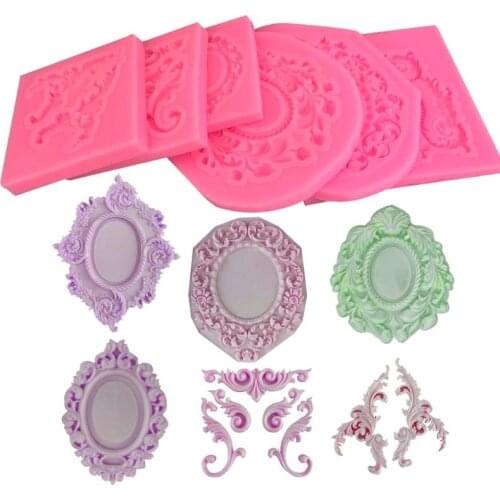 New fondant mold frame retro frame embossed photo frame mold hollow embossed frame fondant silicone mold