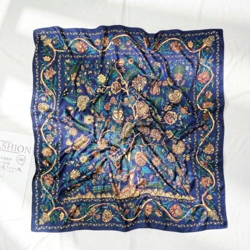 2020 New 90*90 Flower Design Silk Scarf Versatile Student Print Decorative Silk Scarf Square For Women