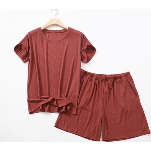 New Modal Short Pyjama Femme Loose Summer Pajamas Women Comfortable Ice Silk Thin Sleepwear Set Casual Home Wear Pijamas Suit