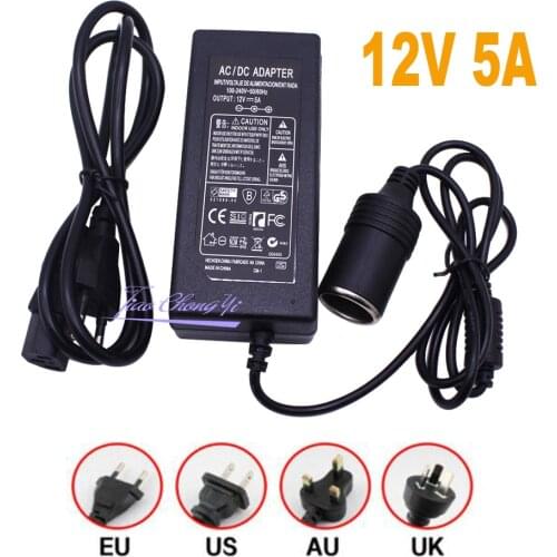 Power Converter EU/US/UK/AU 100-240V AC To 12V 5A Car Cigarette Lighter AC-DC Adapter Inverter Supply Transformer 110v 220v