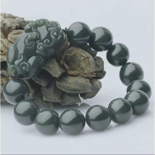 Natural Green HETIAN Jades Stone Bracelets Carved Pixiu Bracelet Tiger Eye Stone Bracelets Bangles Gift for Mens Jades Jewelry