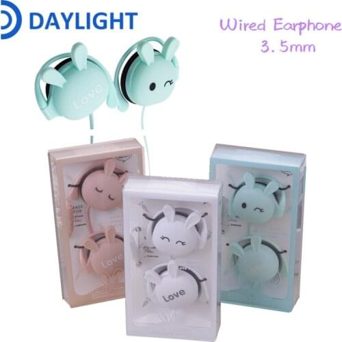 Daylight 3.5mm Wired Earphones Cute Rabbit 1.2m 108db 20000Hz Business Headphones With Micphone For Laptop PC Smartphone