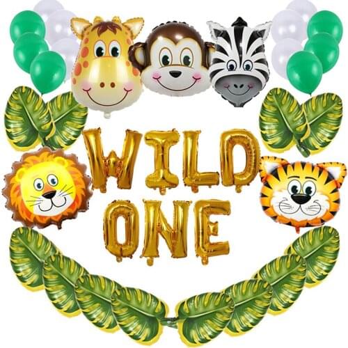 Jungle Safari Theme Party Decorations Set Giraffe Tiger Zebra Lion Monkey Animal Balloons for Boys Birthday Baby Shower Decor