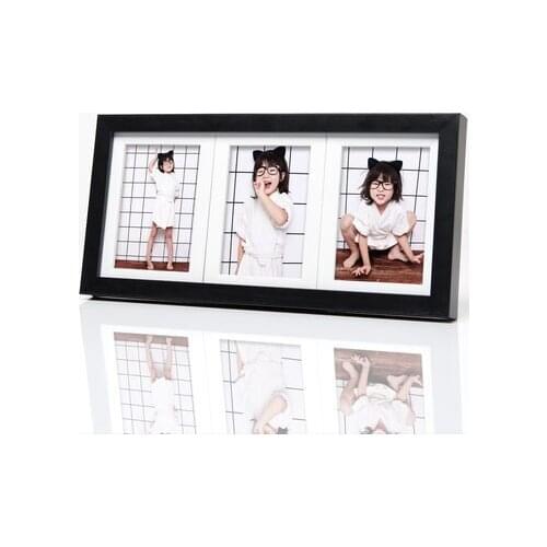 Triple frame 5 inch 6 inch 7 inch classic black and white piece photo frame wood grain baby photo frame wall hanging table