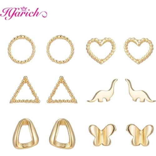 High Quality Fashion Mini Geometric Earrings for Women Wedding Jewelry Tiny Heart Triangle Circle Earrings Studs Best Gift Child