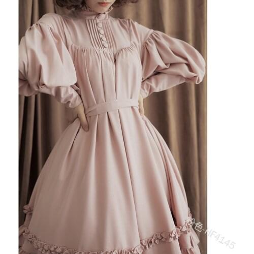 Japanese sweet lolita dress vintage falbala stand lantern sleeve loose victorian dress kawaii girl gothic lolita op loli cosplay