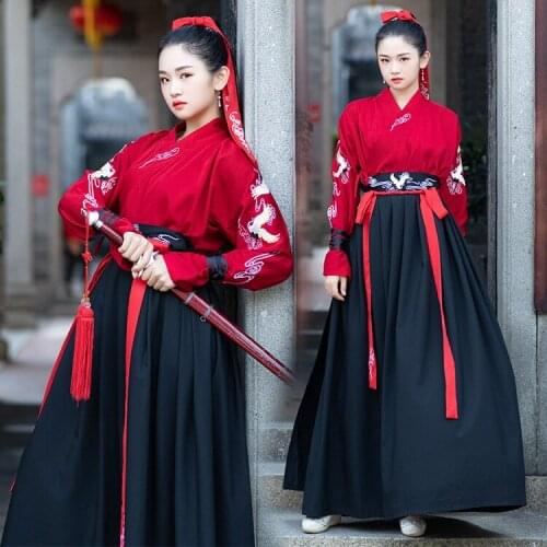Hanfu Embroidered Relationship Lead Ru Skirt Martial Arts Wind Lovers Cp Dress Antique Knight Men Women Suit