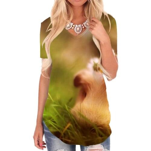 Giyu Brand Mouse T Shirt Women Animal V-neck Tshirt Harajuku Tshirts Printed Flower Funny T shirts Womens Clothing Punk Rock