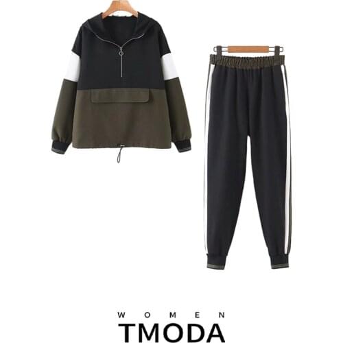 2021 Za Set Female Black Brown Green Baseball Bomber Pullover Jacket Women Tops and Pencil Jogging Pants Suits Two Piece Sets