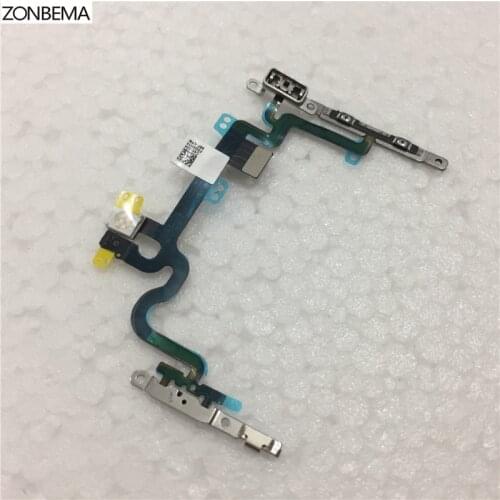 ZONBEMA 50pcs/lot Power switch on off Volume Mute Button flex Cable with Metal Bracket Assembly For iPhone 7 7 Plus 4.7" 5.5"