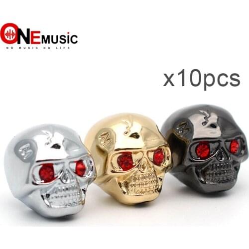 10pcs Skull Head Electric Guitar Volume Tone Tuning Knob Bass Metal Tuner Pot Control Knobs Black /Chrome/Gold