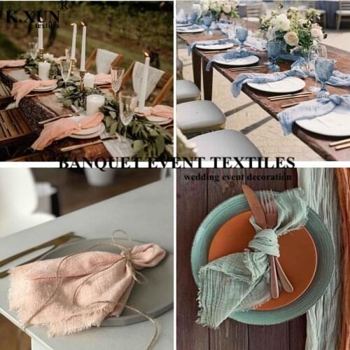 10pcs Lot Rustic Gauze Table Napkin Reusable Cotton Napkins For Wedding Event Party Decoration