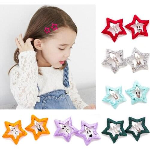 2 Pcs/ Pair All-inclusive Cloth Does Not Hurt Hair Cute Pentagram Star Clip BB Clip Children Hairpin Hair Accessories
