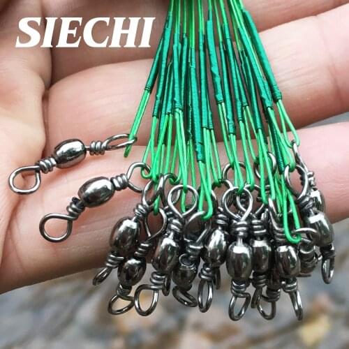 20PCS/Lot 15CM 20CM 24CM 30CM Fishing Line Steel Wire Leader With Swivel Accessory