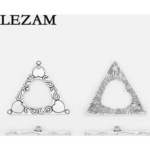 4sets Antique Heart Open Carved Heart Swirl Triangle Toggle Clasp For Necklace Bracelet Jewelry Making Material