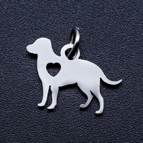5pcs/lot 3 Color Dog DIY Jewelry Charms Wholesale 100% Stainless Steel Dropshipping Pendant Accessories