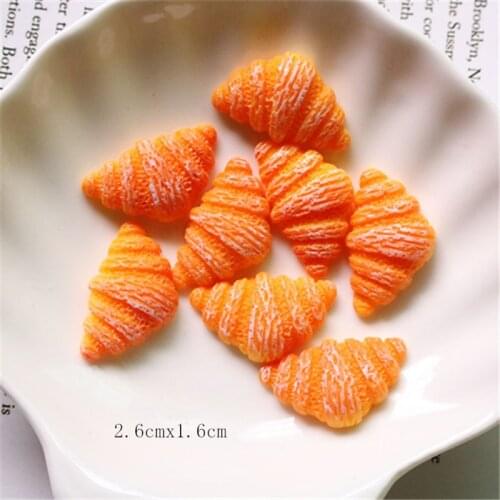 5Pcs Slime Charms Sweet Croissant Food Slime Accessories Beads Making Supplies With Drawstring Pouch For DIY Crafts Scrapbooki