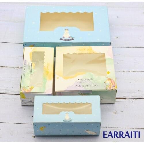 50PCS Wedding Gift Packing Box Candy Cookies Chocolates Cake Gift Paper Box Window Kids Birthday Unicorn Party Festival Favors