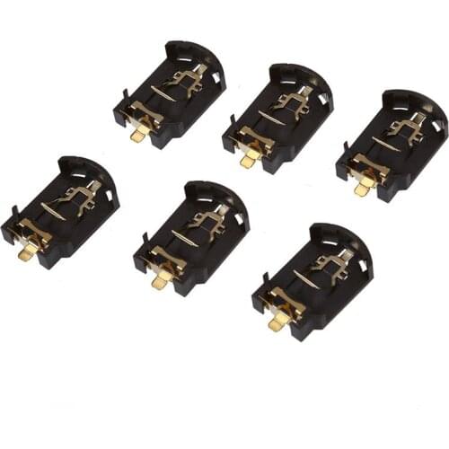 6PCS Brown Plastic Housing CR2032 Button Cell Battery Socket Holder Case