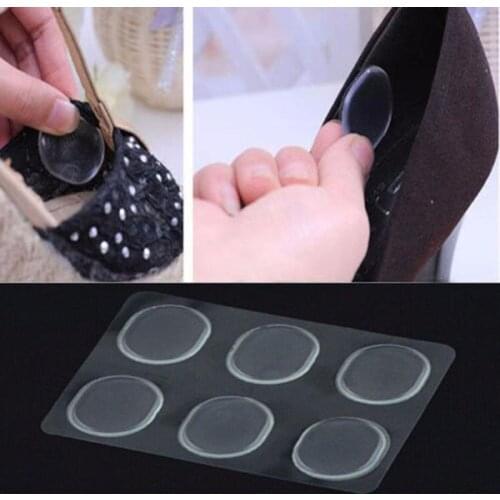 6PCS/sheet Silicone Insoles Insert Anti Slip Gel Pads Forefoot Protector Heels Rubbing Cushion Pads