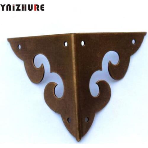 8PCS 45MM Antique Copper Wrap Angle Corner Chinese Furniture Brass Accessories Sided Wooden Corner Flower Clouds Hollow Counter