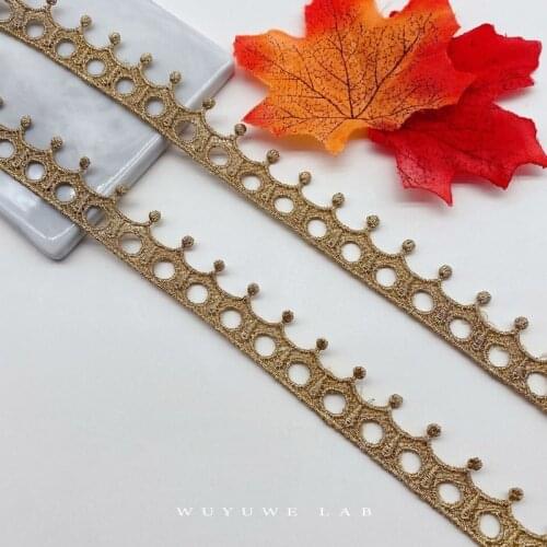 9yards/Lot Rose Gold Thin Lace Trim Ribbon Flower Sewing Patchwork Clothing Costume Accessories DIY Appliques 2cm Accessories