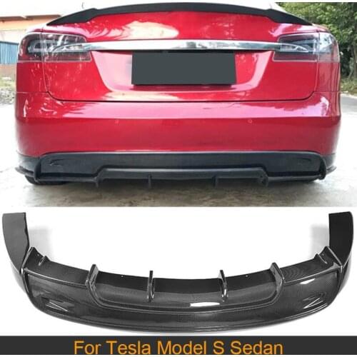 Car Rear Bumper Diffuser Lip Splitters For Tesla Model S Sedan 4-Door 2016 2017 Rear Bumper Diffuser Splitters Lip Carbon Fiber