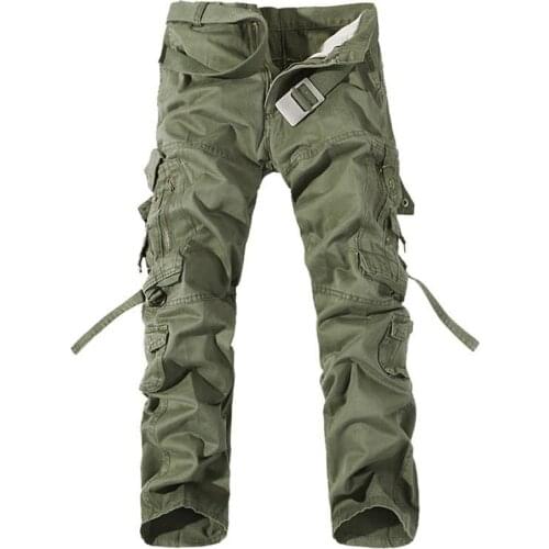 New Men Cargo Pants army green big pockets decoration mens Casual trousers easy wash male autumn army pants plus size 42