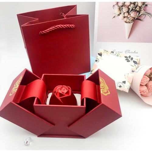 Fashion Wedding Rose Ring Box Holder Necklace Jewelry Display Storage Case Gift