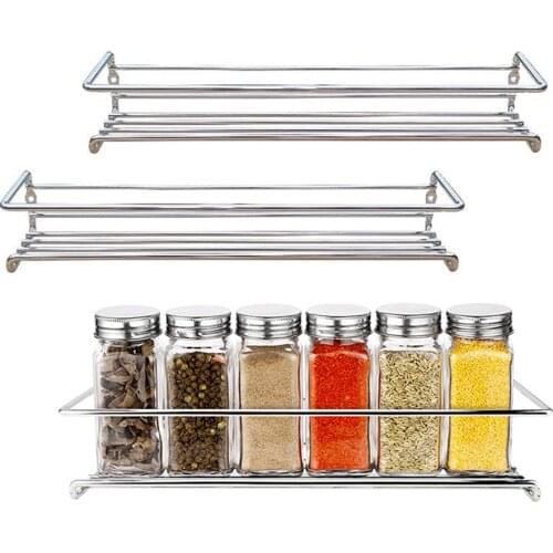Space Saving Spice Racks Chrome Spice Holder For Wall Mounting Spice Rack Organizer For Cabinet, Door Mount Or Metal Spice Racks