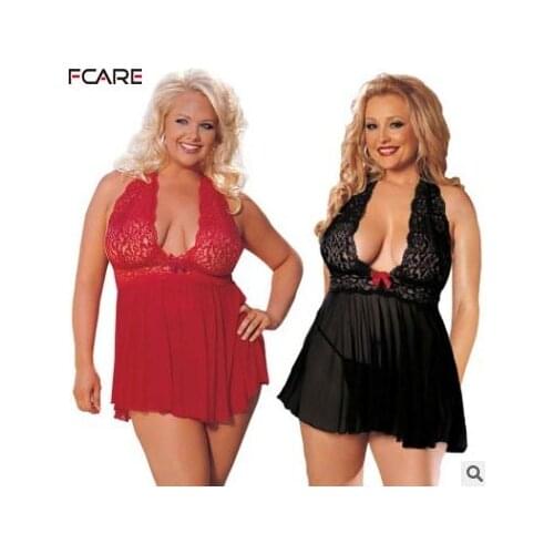 Fcare 2017 plus size XL, XXL, XXXL, XXXXL,5XL,6XL dress+g string red black erotic sexy lingerie lace hot