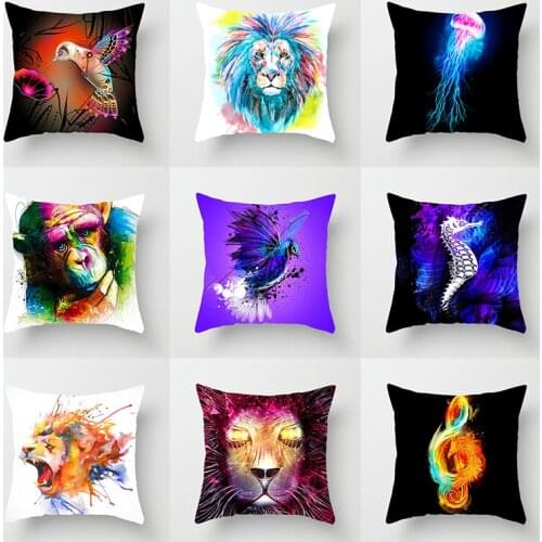 Cotton Linen Lion owl parrot chameleon horse bird tiger giraffe hummingbird Cushion Cover Throw Pillow Home Decor Pillowcase