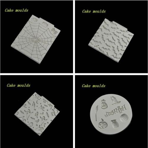 DIY Baking Cake Tools Halloween Spider Web Bat Ghost Shape Turning Sugar Mold Chocolate Cake Mold WMJ-501
