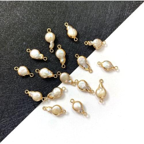 Natural Freshwater Pearl Irregular Shape Double Hole Connector for DIYJewelry Fashion Making Necklace Bracelet Size10x15-10x22mm