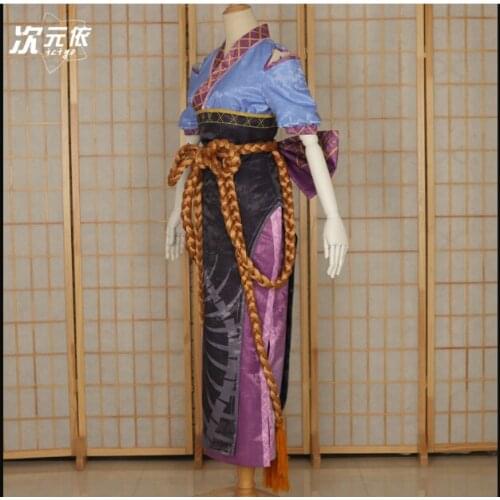 Onmyoji Mobile Game SP-style God Bone Bound Qing Ji cos suit Dai-color cold green cosplay female suit R