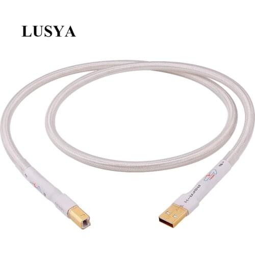 Lusya 1pcs HIFI Usb Audio Cable Silver-plated High Quality 6N OCC Type A-B Decoder DAC USB Cable T0451
