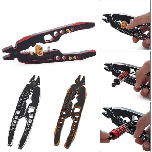 Model Car Metal Shock Pliers Ball Nose Pliers Clip Banana T Plug Multi-Function Tool for 1/8 1/10 SCX10 TRX4 Upgrade Parts