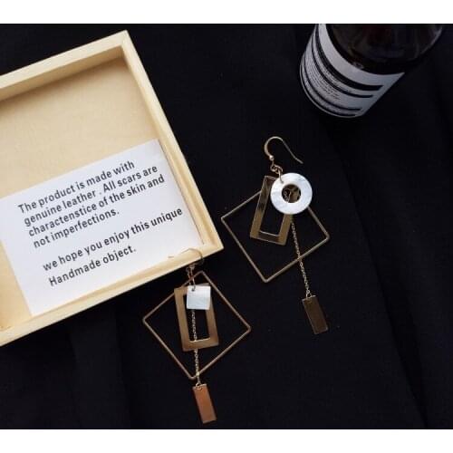 New Fashion Women Dangle Earrings Irregular Geometric Rhombus Shell Earrings Long Tassel Earring Fashion Jewelry