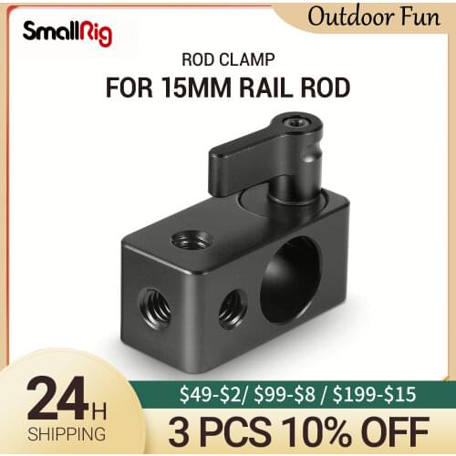SmallRig Single Rod Clamp 15mm Rail Connector Adapter w/ Four 1/4"-20 Threads for 15mm Dslr Rig, Wingnut Black - 843