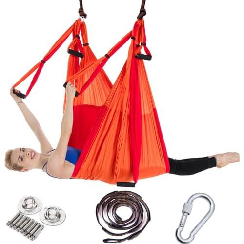 Full Set 2.5*1.5m Aerial Yoga Hammock Anti-Gravity Nylon Flying Swing Pilates Home GYM Hanging Belt Ceiling Plates